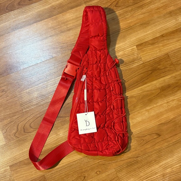 Quilted Sling Bag Red Puffer Do Everything In Love Crossbody Bag Shoulder Bag - Picture 2 of 8